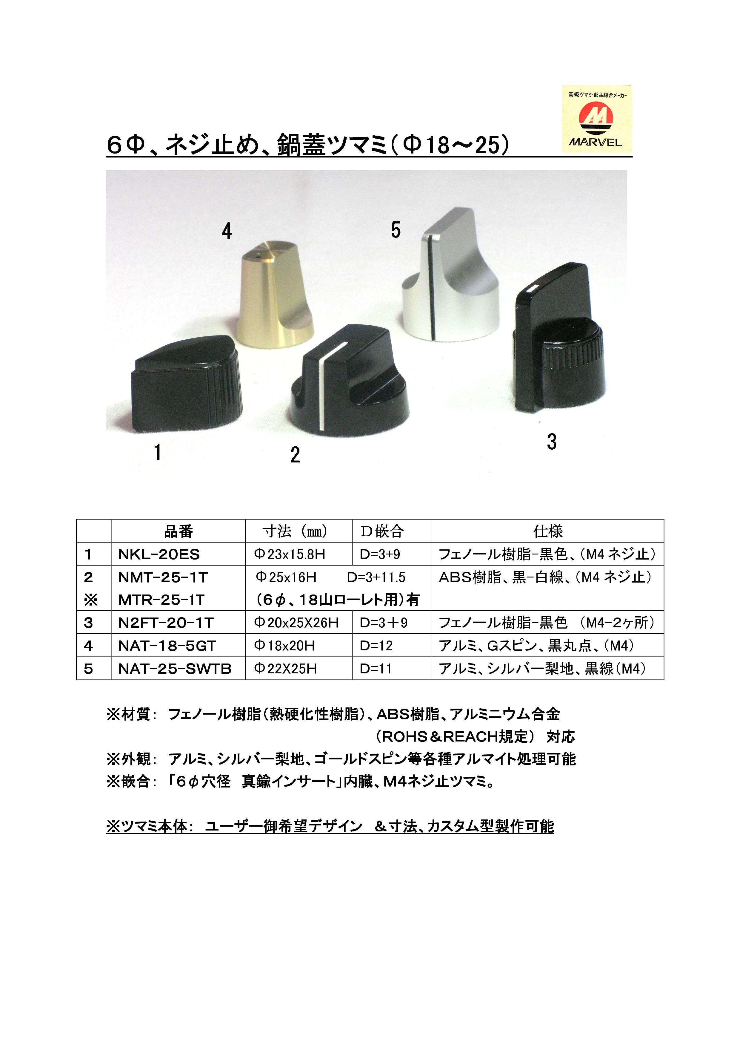 6Φネジ止め用鍋蓋ツマミ（Φ25）2